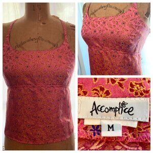 vtg 90s ACCOMPLICE Pink Asian Floral Halter Top Boho Y2K Whimsigoth Fairycore M